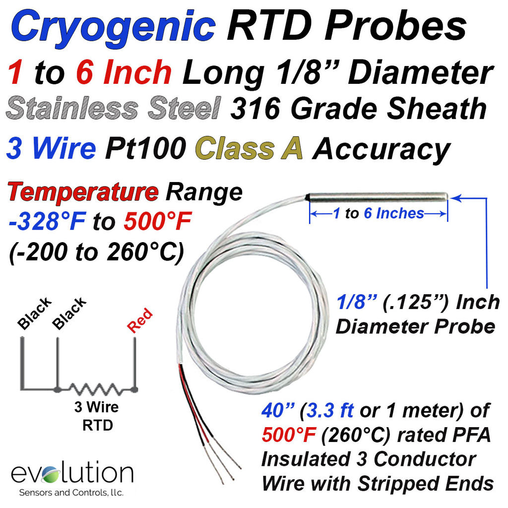 Rtd Size RTD Probe for Low Temperatures - Cryogenic Range -328°F (-200°C ...