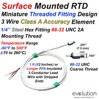 Surface Mounted RTD Temperature Sensor with Miniature Threaded Fitting