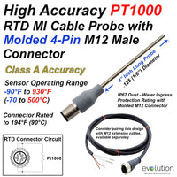 PT1000 Class A RTD Probe - 1/8