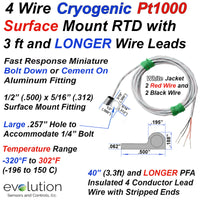 Cryogenic 4 Wire Pt1000 Surface Mount RTD for 1/4
