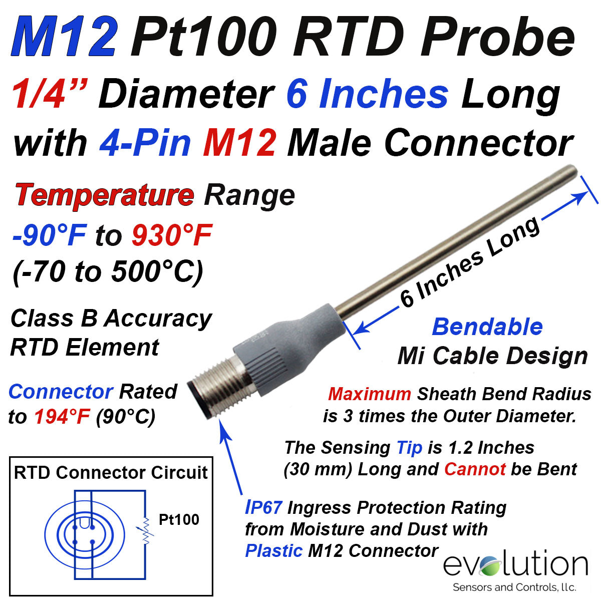 5mm Rtd Rtd Sensor Temp Range