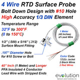 High Accuracy 4 Wire Surface RTD Probe with #10 Bolt Mounting Hole