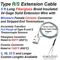 Type R and S Extension Cable with Miniature Ceramic Female Connector
