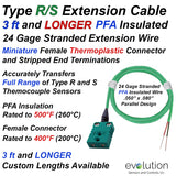 Type R and S Extension Cable with Miniature Plastic Female Connector and Stripped End Termination