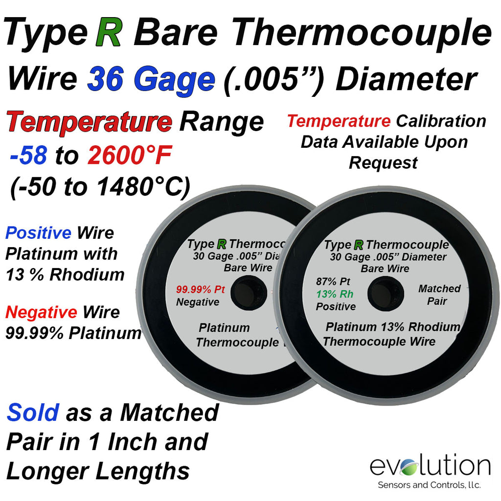 Type R Bare Thermocouple Wire 36 Gage (.005