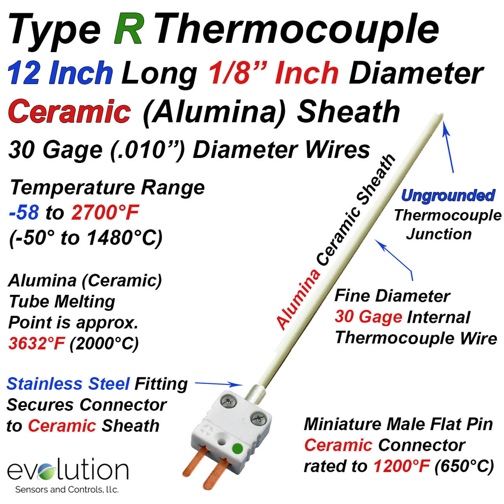 Type R Connectors Type R Thermocouple 6 Inch and Longer 1/8