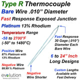 Type R Thermocouple Bare Wire Design .010" (30 Gage) Diameter 