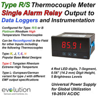 Type R and S Thermocouple Programmable Panel Meter with Single Alarm Relay Output. 1/8 DIN Panel Size