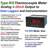 Type R and S Thermocouple Programmable Panel Meter with Analog m/A output. 1/8 DIN Panel Size