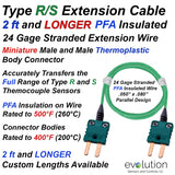 Type R and S Extension Cable 2 ft and Longer with Miniature Male to Male Thermoplastic Connectors