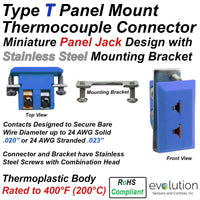 Type T Miniature Panel Mount Thermocouple Connector