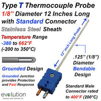 Type T Thermocouple Probe 1/8