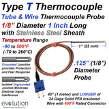 Type T Thermocouple Probe Tube and Wire Design with Miniature Connector