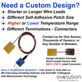 Surface Thermocouple Type T Fast Response with 40" Fiberglass Wire Leads and Miniature Connector