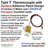 Type T Surface Thermocouple with 40 inches and Longer Fiberglass Leads