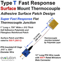 Type T Surface Thermocouple Fast Response Design with 12