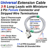 Universal Thermocouple Extension Cable and Connector Assembly