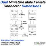 Type U Dual Miniature Thermocouple and RTD 4 Pin Female Connector Dimensions