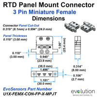 RTD Miniature Panel Mount Connector - 3 Pin Design