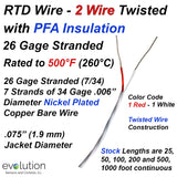 RTD Wire 2 Conductor Twisted 26 Gage Stranded PFA Insulated