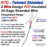 RTD Extension Cable 3-Wire Design 24 Gage Twisted Shielded Stranded with FEP Insulation