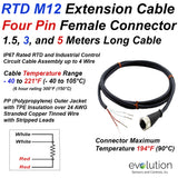 RTD M12 Connector Extension Cable Assembly Straight Connector Body