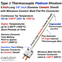 Type B Thermocouple 6 Inch Long 1/8
