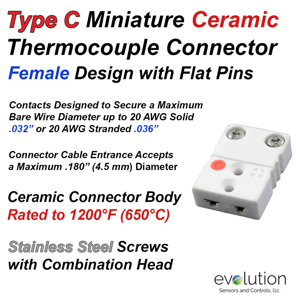 Type C Miniature Female Ceramic Thermocouple Connector