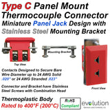 Type C Miniature Panel Mount Thermocouple Connector