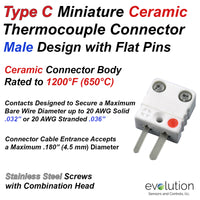 Type C Miniature Male Ceramic Thermocouple Connector