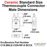 ype C Standard Size Ceramic Male Thermocouple Connector Dimensions