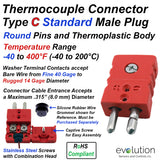 Standard Thermocouple Connectors, Standard Male, Type C