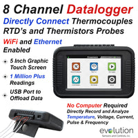 8 Channel Data Logger for Thermocouples, RTD's, and Thermistors