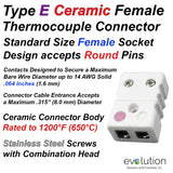 Type E Standard Size Ceramic Female Thermocouple Connector