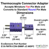 Type E Thermocouple Connector Adapter Dimensions