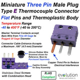 Type E Miniature Three Pin Male Thermocouple Connector