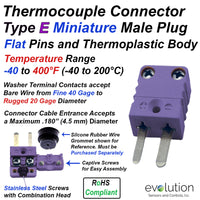 Miniature Thermocouple Connectors, Miniature Male, Type E