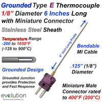 Thermocouple Sensor Type E Grounded 6