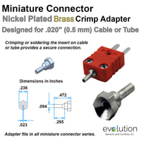 Miniature Thermocouple Connector Accessories, Miniature Crimp Adapter, Type