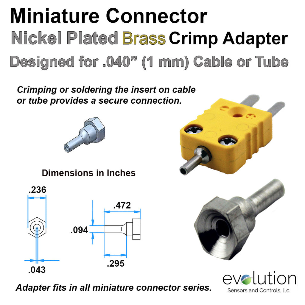 Miniature Thermocouple Connector Accessories, Miniature Crimp Adapter, Type