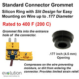 Thermocouple Connector Accessories Standard Grommet up to .177 Inch Di