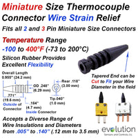 Silicone Rubber Wire Strain Relief for Miniature Thermocouple Connectors