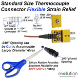 Wire Strain Relief for Standard Size Thermocouple and RTD Connectors Dimensions