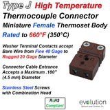  Type J High Temperature Miniature Female Thermocouple Connector