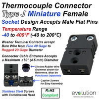Type J Miniature Female Thermocouple Connector