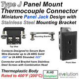 Miniature Panel Mount Thermocouple Connector Type J