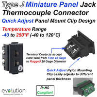 Type J Miniature Panel Jack Thermocouple Connector