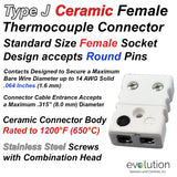 Standard Thermocouple Connectors, Standard Ceramic Female, Type J