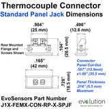 Type J Thermocouple Panel Jack Dimensions