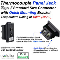 Panel Jack Thermocouple Connector for Type J Thermocouples